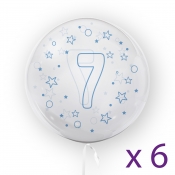 Tuban, Balon 45cm - cyfra 7 - Gwiazdki, niebieski (6 sztuk) (TU 3724)