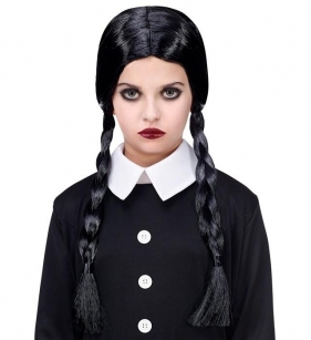 Peruka czarna z warkoczami