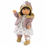Lalka Valeria Azjatka 28 cm w fioletowej bluzie (28024)