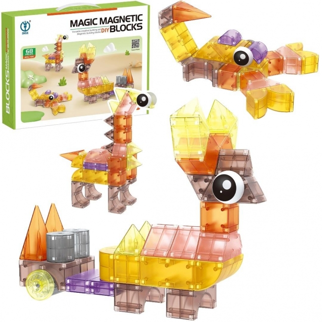 Klocki magnetyczne zwierzęta 68el