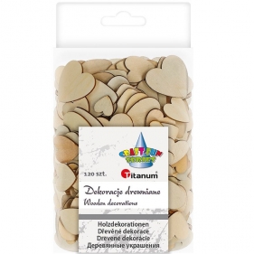 Dekoracje drewniane, 120 szt. - serca (390721)