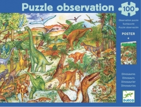 Puzzle Obserwacyjne Dinozaury 100 elementów + książeczka (DJ07424)