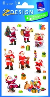Naklejki świąteczne błyszczące - Mikołaje - 52624
