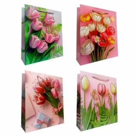 Torebka prezentowa uniwersal L Tulipany metal mix