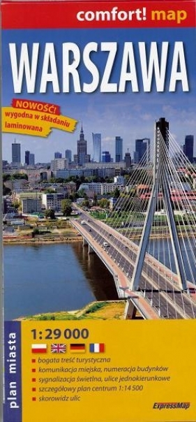 Comfort!map Warszawa 1:29 000 plan laminat 2015