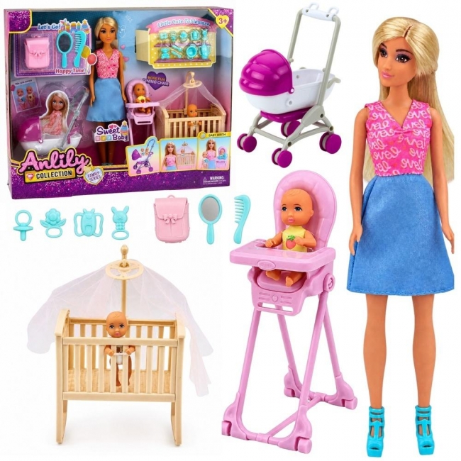 <img src='https://webimage.pl/pics/249/4/d5907990204249.jpg' style='height:440px' /> Lalki Anlily - Mama z dziećmi i akcesoriami