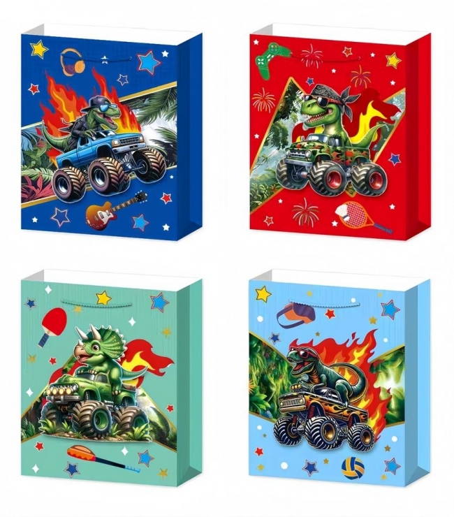 Torebka prezentowa M Pojazdy dinozaury