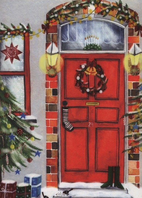 Karnet świąteczny Drzwi