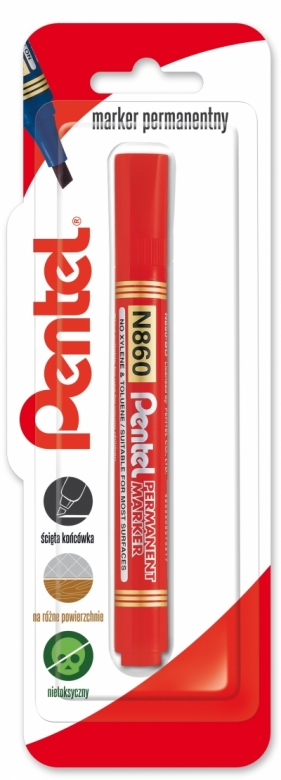 Marker permenentny z ściętą końcówka N860 czerwony 1 szt.