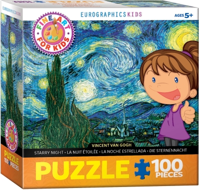 <img src='https://webimage.pl/pics/252/2/d628136412049.jpg' style='height:440px' /> Puzzle 100 FINE ART KIDS Van Gogh Starry Night 6100-1204