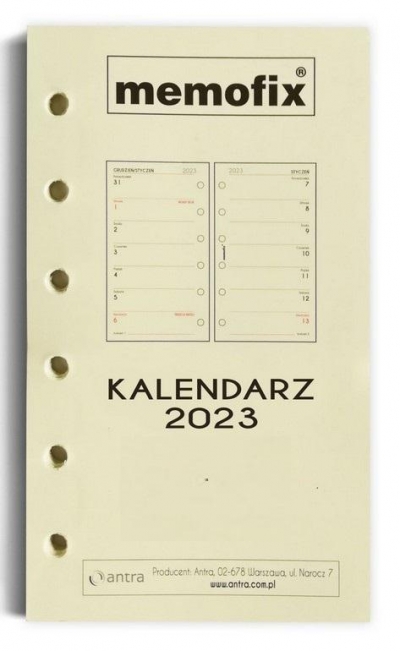 Wkład kalendarzowy 2023 Memofix A6 TNS