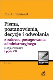 Pisma postanowienia decyzje i odwołania z zakresu postępowania administracyjnego