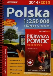 Polska atlas samochodowy 1:250 000 + pierwsza pomoc krok po kroku ilustrowana instrukcja - <br />