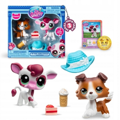 <img src='https://webimage.pl/pics/254/6/d885561006254.jpg' style='height:440px' /> Littlest Pet Shop Zestaw figurek Krowa i Piesek + akcesoria seria 3