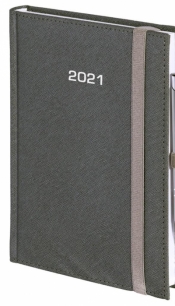 Kalendarz 2021 B5 Dzienny Cross z gumką Srebrny