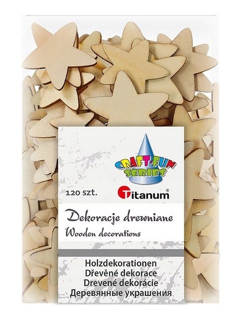 Ozdoba drewniana Titanum Craft-fun gwiazdki drewniane naturalny 120 szt