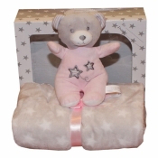 Zestaw New Baby grzechotka i kocyk, różowy (4807a)