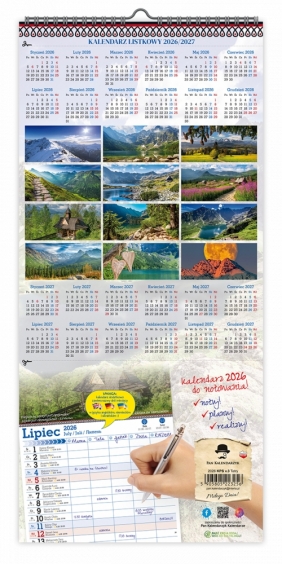 Kalendarz 2026 paskowy szeroki - Tatry