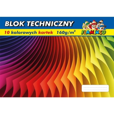 Blok techniczny Flamingo kolorowy A3 10 kartek 160g/m2