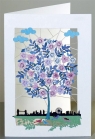 Karnet PM125 wycinany + koperta Drzewo z kwiatami