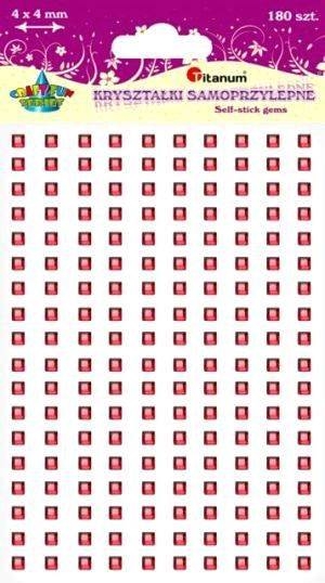 Kryształki samoprzylepne kwadraty czerwone 180szt.