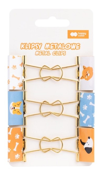 Happy Color, Klipsy metalowe 6 szt - CAT&DOG