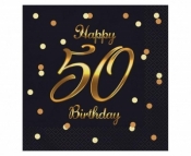 Serwetki B&C Happy 50 Birthday czarne 20szt