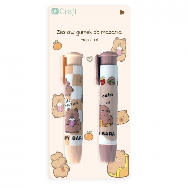 Gumki do mazania wysuwane Kapibara 2szt