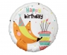  Balon foliowy Lisek z tortem Happy Birthday 45cm