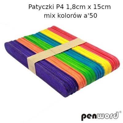 Patyczki kolorowe 1,8x15cm 50szt