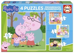Puzzle 6 + 9 + 12 + 16 Świnka Peppa
