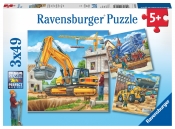 Ravensburger, Puzzle 3x49: Duże maszyny budowlane (9226)