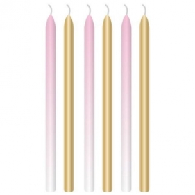 Świeczki urodzinowe ombre różowe 12cm 6szt.
