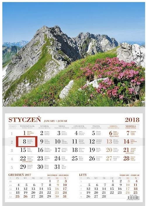 Kalendarz 2018 Ścienny Jednodzielny Góry
