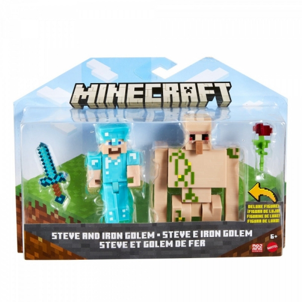 Figurki podstawowe Minecraft 2-pak Steve i Iron Golem (GTT53/HFC35)