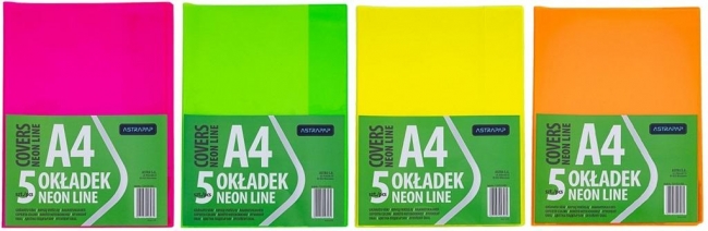 Okładka A4 nieregulowana, 5 szt - Neon line
