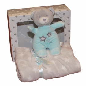 Zestaw New Baby grzechotka i kocyk, miętowy (4807b)