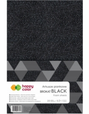 Arkusze piankowe Happy Color, A4/ 5 sztuk - brokat czarne (HA 7132 2030-9)