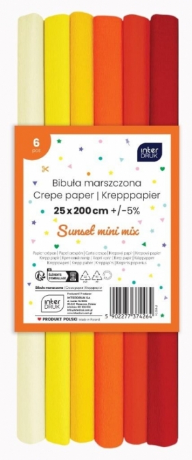 Bibuła marszczona - Sunset mini, 6szt