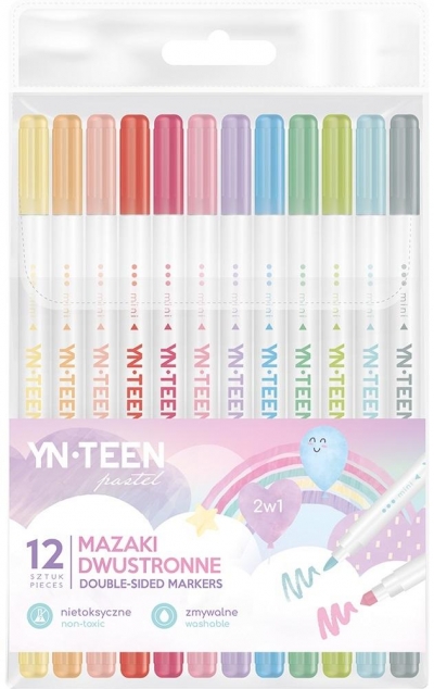 Mazaki dwustronne pastel 12 kolorów YNT