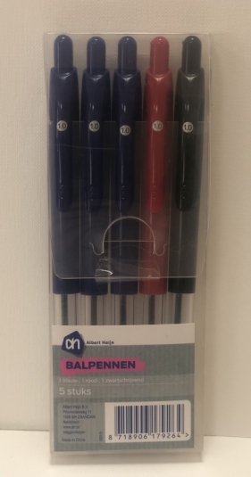 Długopis automatyczny 1mm 5-pak (3 niebieskie, 1 czerwony, 1 czarny)