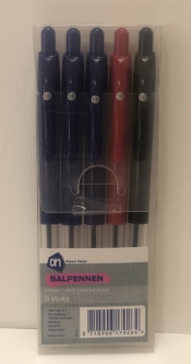 Długopis automatyczny 1mm 5-pak (3 niebieskie, 1 czerwony, 1 czarny)