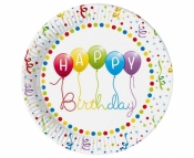 Talerzyki papierowe Happy Birthday 23cm 8szt