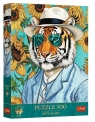 Puzzle 500 Premium Plus Pan Tygrys i Słoneczniki