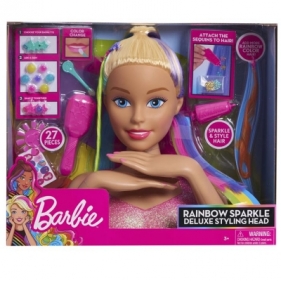 Barbie Deluxe - głowa do stylizacji tęczowe włosy (63225)
