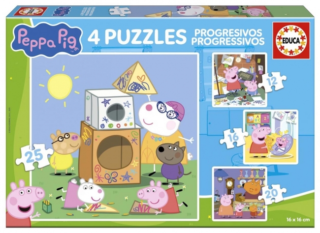 Puzzle 12 + 16 + 20 + 25 Świnka Peppa