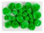 Pompony akrylowe zielone MIX rozmiarów