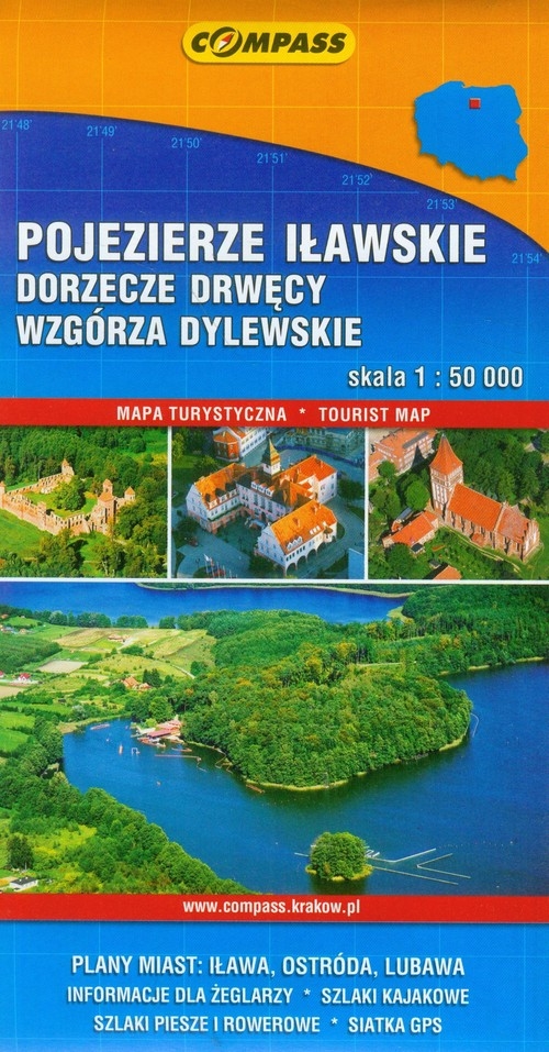 Pojezierze Iławskie Dorzecze Drwęcy Wzgórza Dylewskie mapa turystyczna