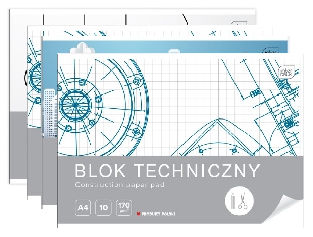 Interdruk, Blok techniczny A4, 10 kartek - 4 szt.