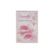 Karnet Chrzest 3DV-044 różowy